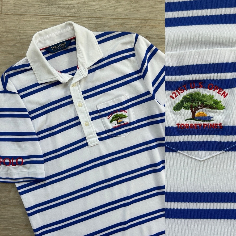Polo Ralph Lauren Small 121st US Open Torrey Pines Blue Stripe Golf Polo